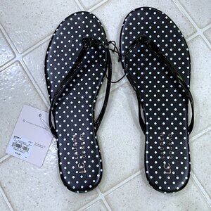 Women's LC Lauren Conrad Flat Sandals Size 7 Black and White Poka Dot NWT